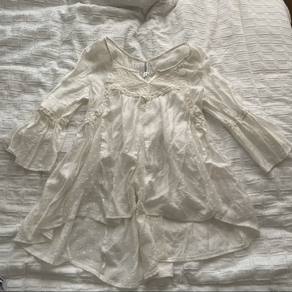 Cream flowy boho tunic